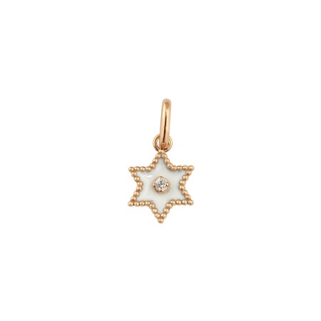 Pendentif Gigi Clozeau Etoile Star en or rose, résine blanche et diamant