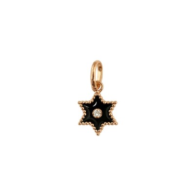 Pendentif Gigi Clozeau Etoile Star en or rose, résine noir et diamant