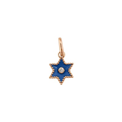 Pendentif Gigi Clozeau Etoile Star en or rose, résine bleu prusse et diamant