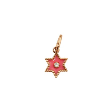 Pendentif Gigi Clozeau Etoile Star en or rose, résine rose fluo et diamant