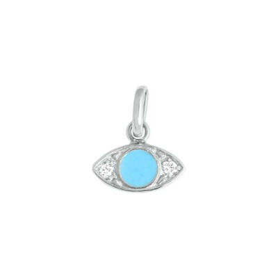 Pendentif Gigi Clozeau Eye en or blanc, résine turquoise bleu et diamants