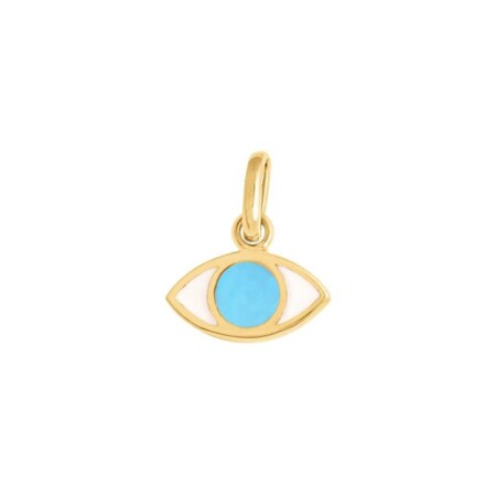 Pendentif Gigi Clozeau Eye en or jaune et résine turquoise bleu