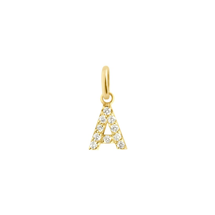 Gigi Clozeau Lucky Letter pendant, yellow gold, diamonds