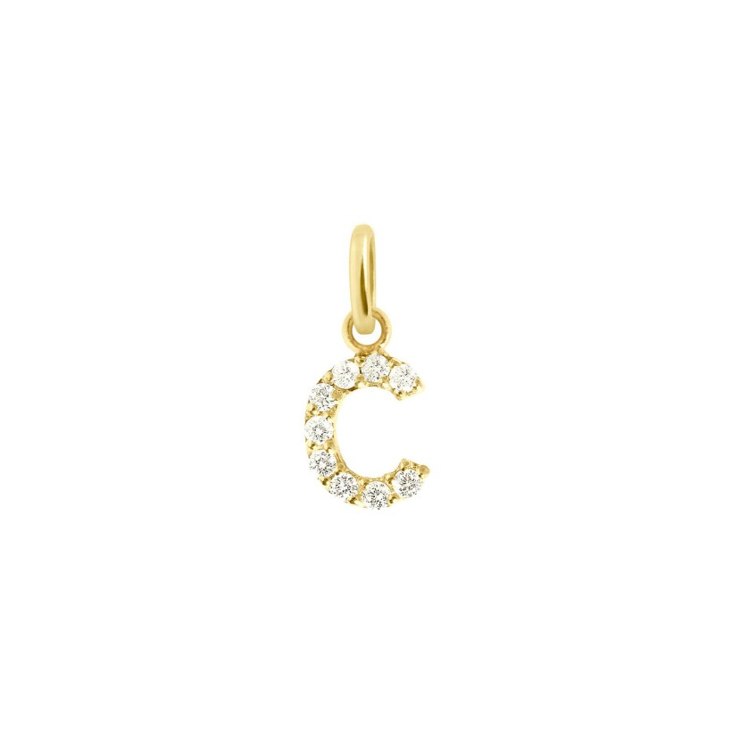 Pendentif Gigi Clozeau Lucky Letter C en or jaune et diamants