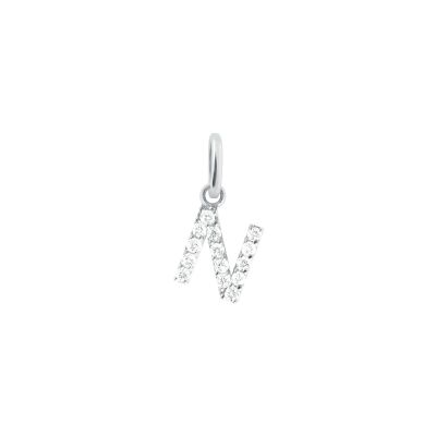Pendentif Gigi Clozeau Lucky Letter N en or blanc et diamants