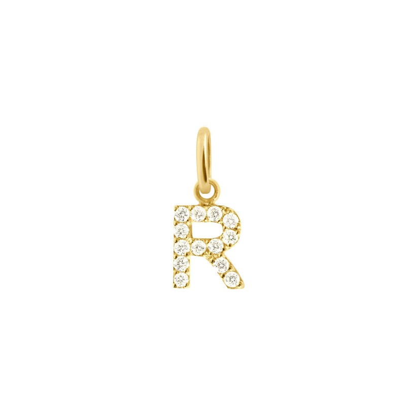 Pendentif Gigi Clozeau Lucky Letter R en or jaune et diamants