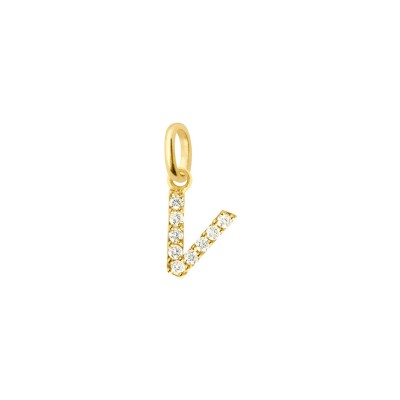 Pendentif Gigi Clozeau Lucky Letter V en or jaune et diamants