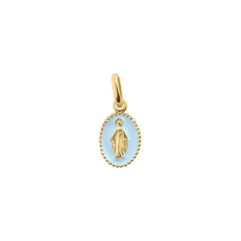 Pendentif Gigi Clozeau Madone en or jaune et résine bleu layette