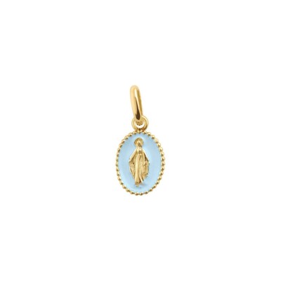 Pendentif Gigi Clozeau Madone en or jaune et résine bleu layette