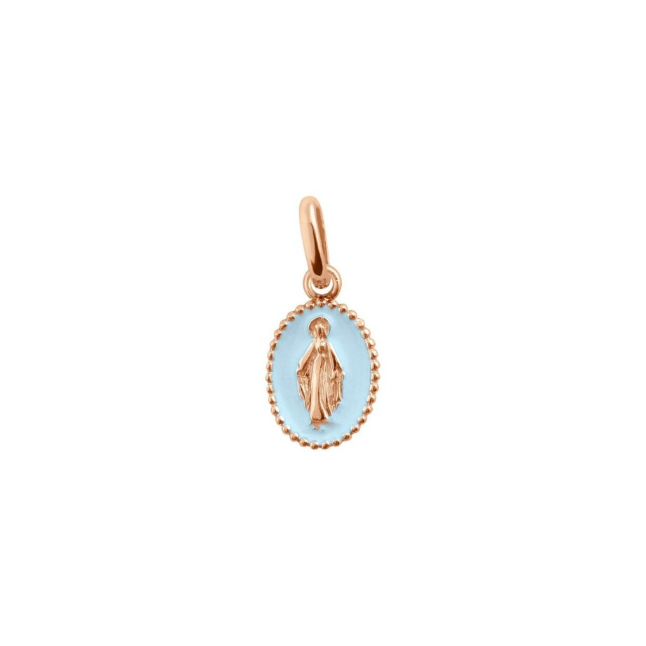 Pendentif Gigi Clozeau Madone en or rose et résine bleu layette