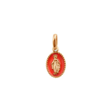 Pendentif Gigi Clozeau Madone en or rose et résine corail