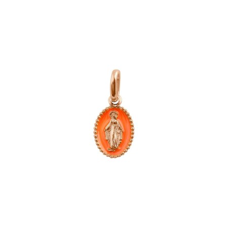 Pendentif Gigi Clozeau Madone en or rose et résine orange fluo