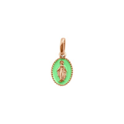 Pendentif Gigi Clozeau Madone en or rose et résine vert fluo