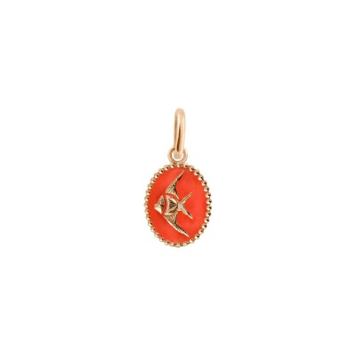 Pendentif Gigi Clozeau Poisson Ange en or rose et résine corail