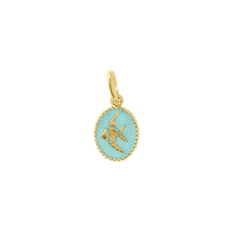 Pendentif Gigi Clozeau Poisson Ange en or jaune et résine glacier