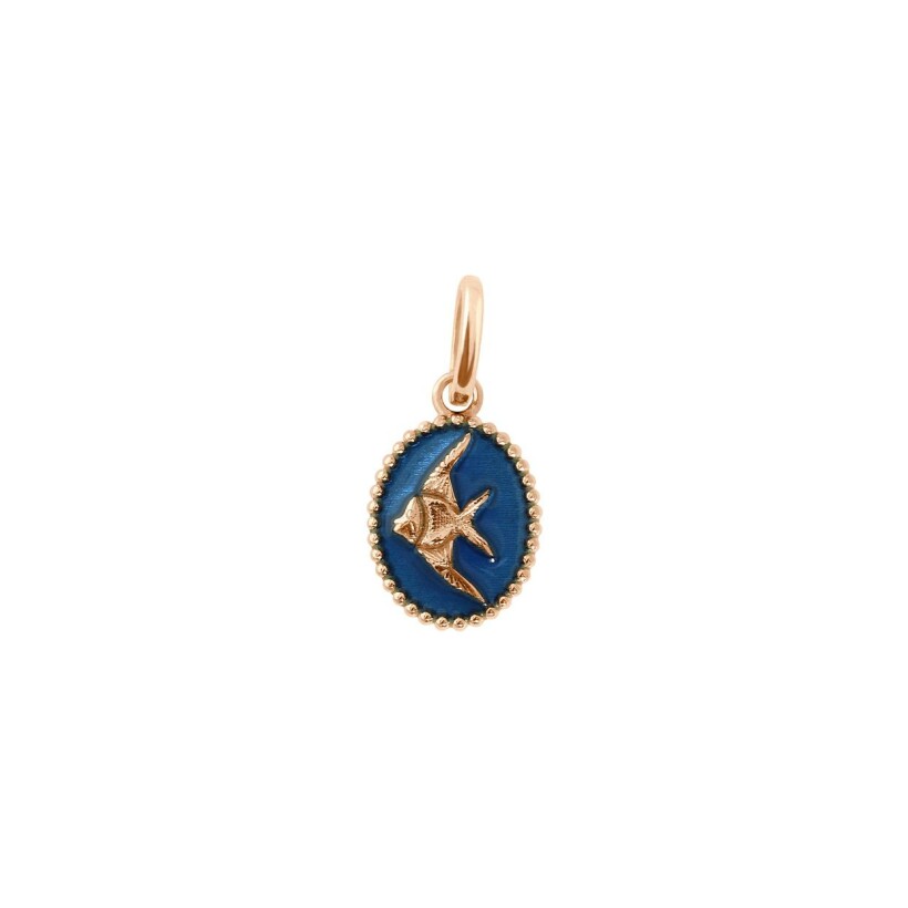 Gigi Clozeau Poisson Ange pendant, rose gold, sapphire blue resin