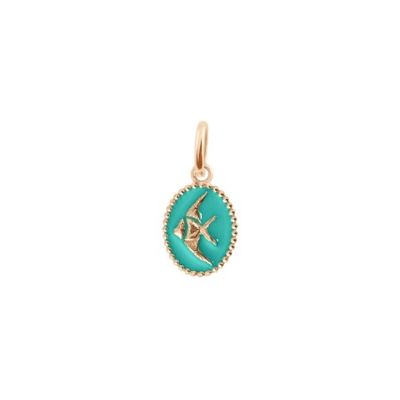 Pendentif Gigi Clozeau Poisson Ange en or rose et résine turquoise vert