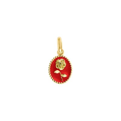 Pendentif Gigi Clozeau Rose en or jaune et résine coquelicot