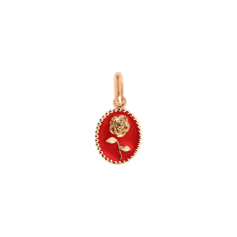 Pendentif Gigi Clozeau Rose en or rose et résine coquelicot