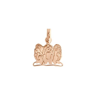 Pendentif Gigi Clozeau Trois Singes en or rose