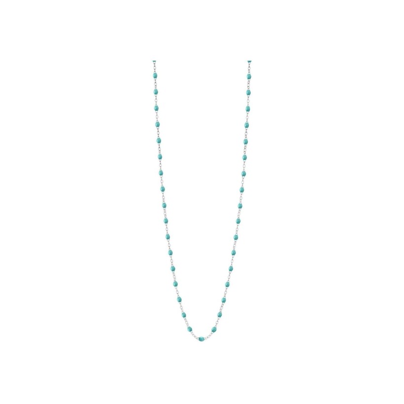 Sautoir Gigi Clozeau Classique en or blanc et résine turquoise vert, taille 60cm