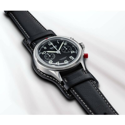 Montre Hanhart 1882 417 ES 1954 Heritage Flyback, 42mm, bracelet noir taille L