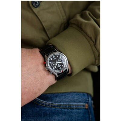 Montre Hanhart 1882 417 ES 1954 Heritage Flyback, 42mm, bracelet noir taille L