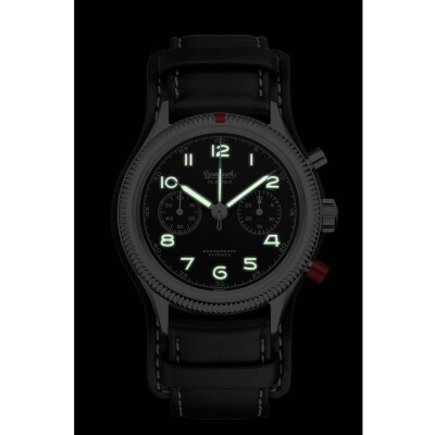 Montre Hanhart 1882 417 ES 1954 Heritage Flyback, 42mm, bracelet noir taille L