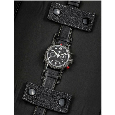 Montre Hanhart 1882 417 ES 1954 Heritage Flyback, 42mm, bracelet noir taille L