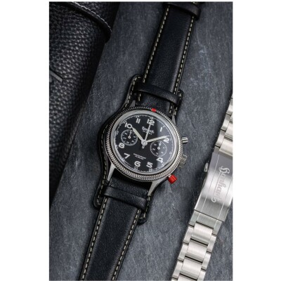 Montre Hanhart 1882 417 ES 1954 Heritage Flyback, 42mm, bracelet noir taille L