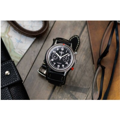 Montre Hanhart 1882 417 ES 1954 Heritage Flyback, 42mm, bracelet noir taille L