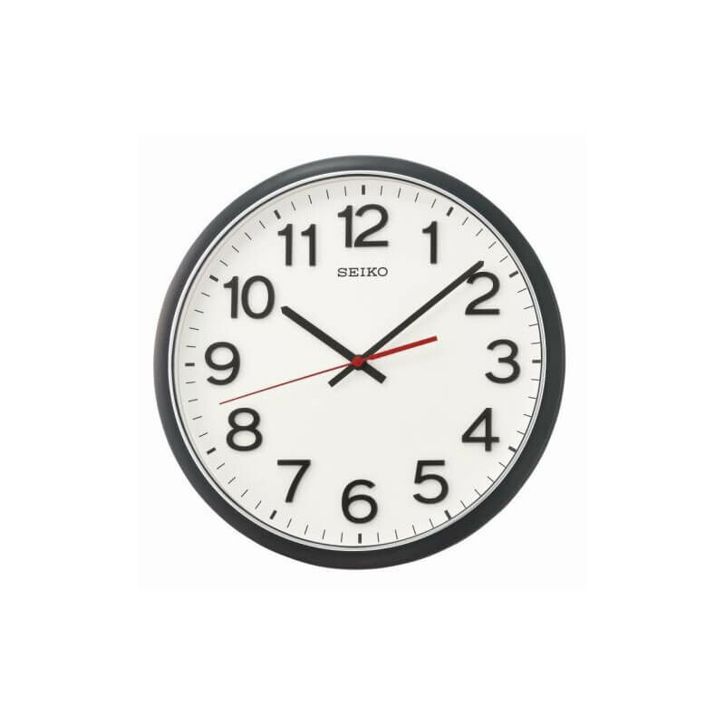 Horloge murale Seiko blanc mat chiffres en 3D avec trotteuse silencieuse QXA750KN