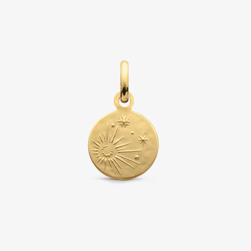 Médaille Arthus Bertrand Lune en or jaune, émail bleu roi, 10mm