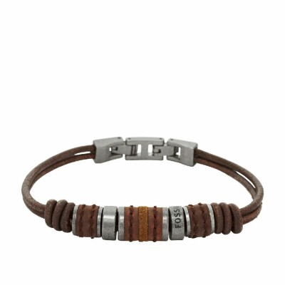 Bracelet Fossil en acier, cuir