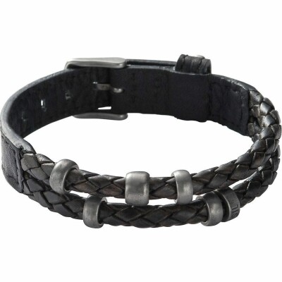 Bracelet Fossil en acier, cuir