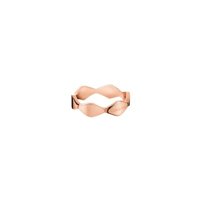 Bague Calvin Klein Snake en métal doré rose, taille 57-58