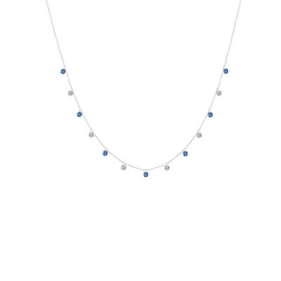 Collier La Brune & La Blonde Confetti en or blanc, saphirs bleus et diamants