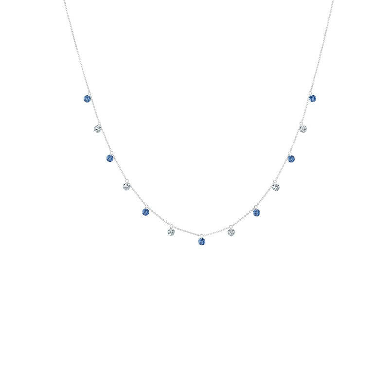 La Brune & La Blonde Confetti necklace in white gold, blue sapphires and diamonds