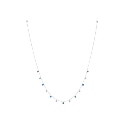 Collier La Brune & La Blonde Confetti en or blanc, saphirs bleus et diamants