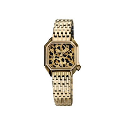 Montre March LA.B Lady Mansart Electrique - Cheetah - Acier poli-brossé 9 maillons dorés