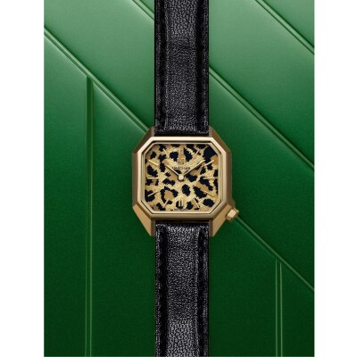 March LA.B Lady Mansart Electric Watch - Cheetah -  Black Goatskin