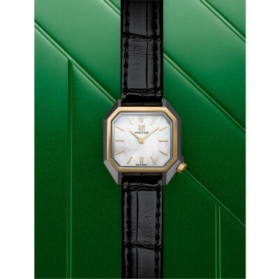March LA.B Lady Mansart Electric Watch - Mother of Pearl -  Black Alligator