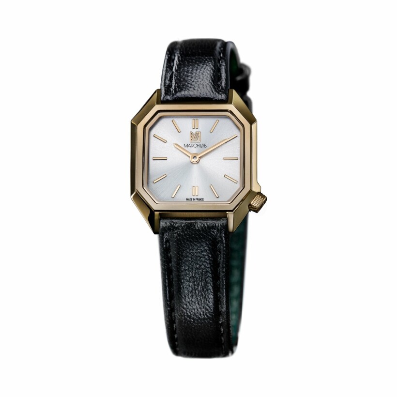 March LA.B Lady Mansart Electric Continental watch - brown and black calf leather