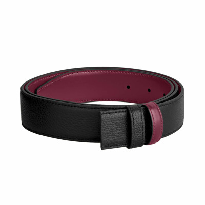 Montblanc black/cassis 35mm reversible leather strap