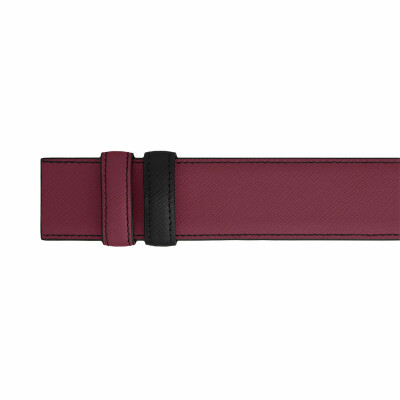 Montblanc black/cassis 35mm reversible leather strap