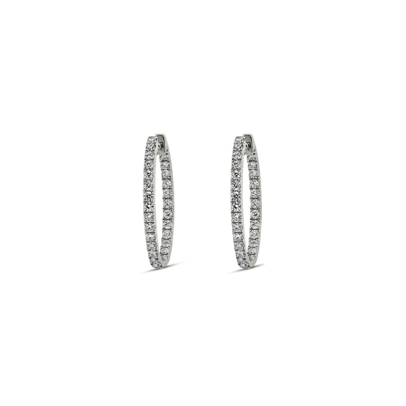 Boucles d'oreilles créoles Vaneste en or blanc et diamants