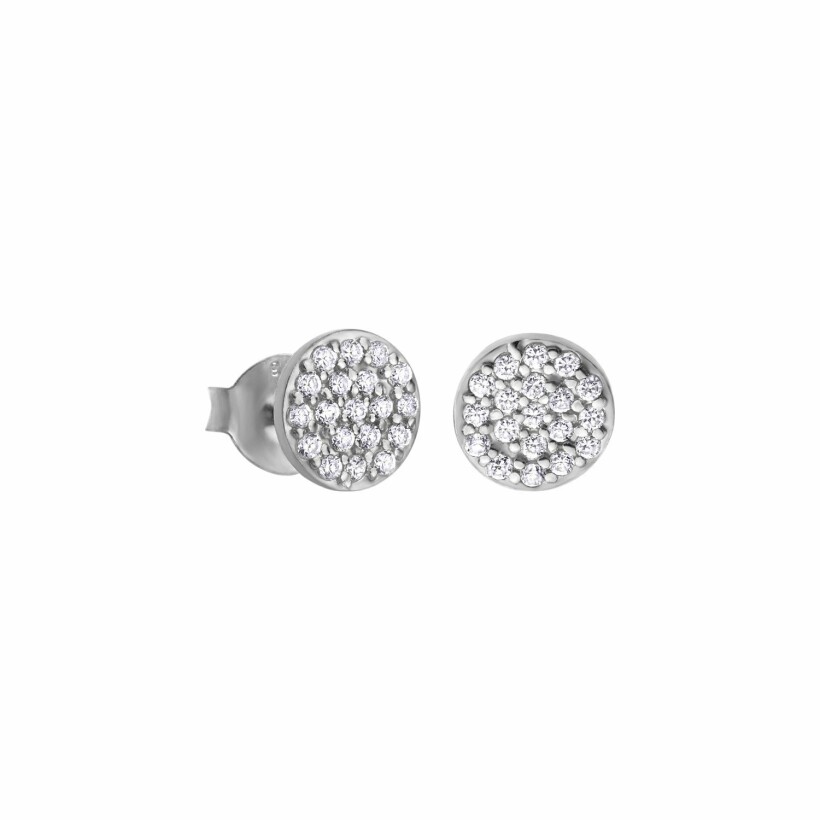 Boucles d'oreilles Lotus Silver Pure Essential en argent et strass