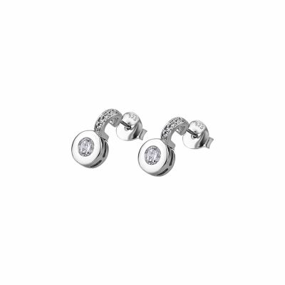 Boucles d'oreilles Lotus Silver Pure Essential en argent et strass