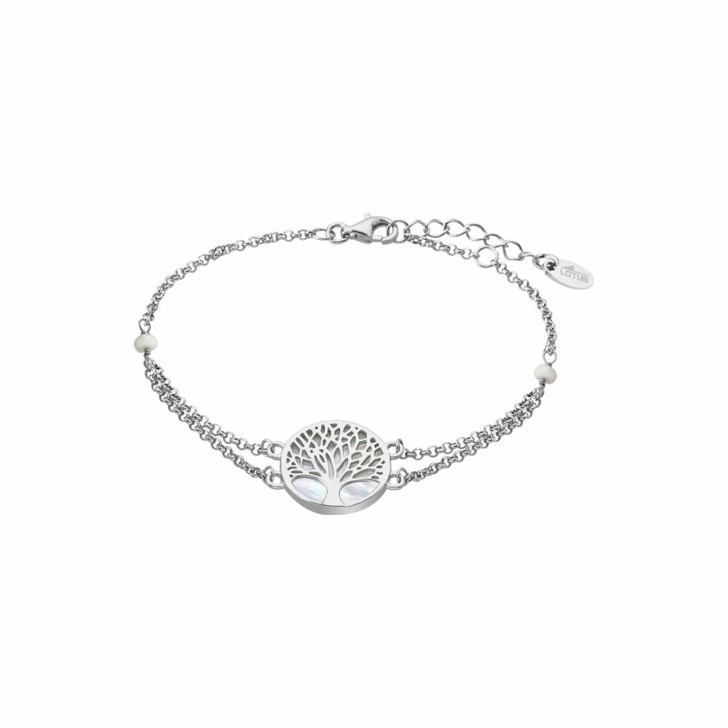 Bracelet Lotus Silver Tree Of Life en argent et nacre
