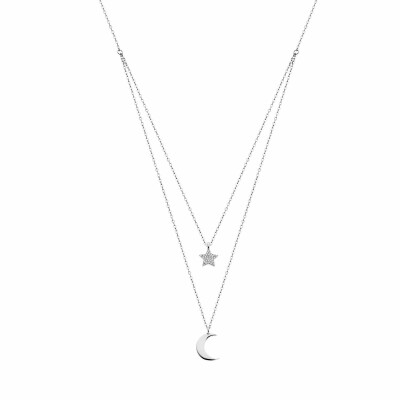 Collier Lotus Silver Trendy double coeur en argent